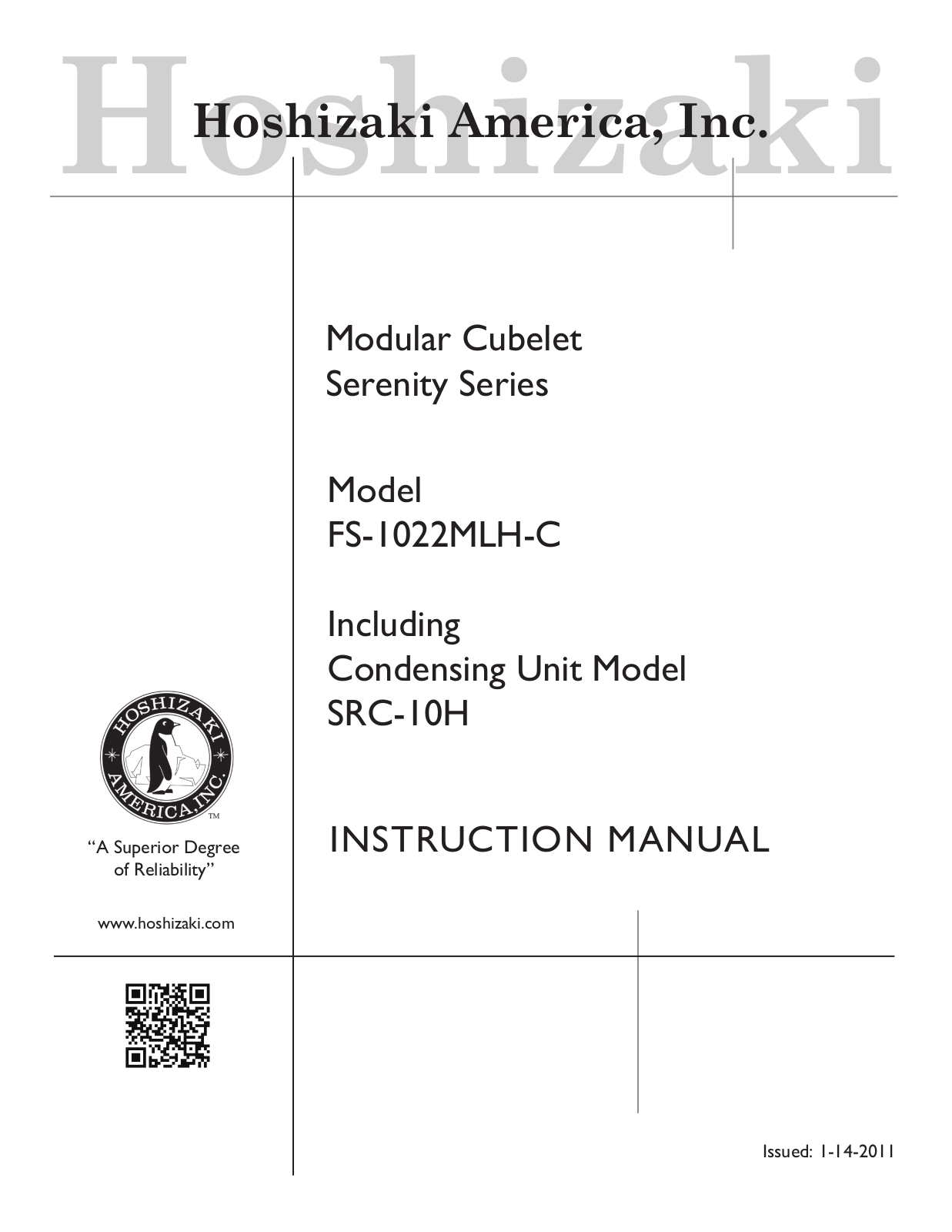 Hoshizaki America SRC-10H Installation Manual