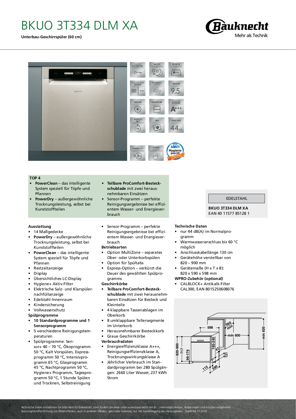 Bauknecht BUO 3T334 DLM XA User Manual