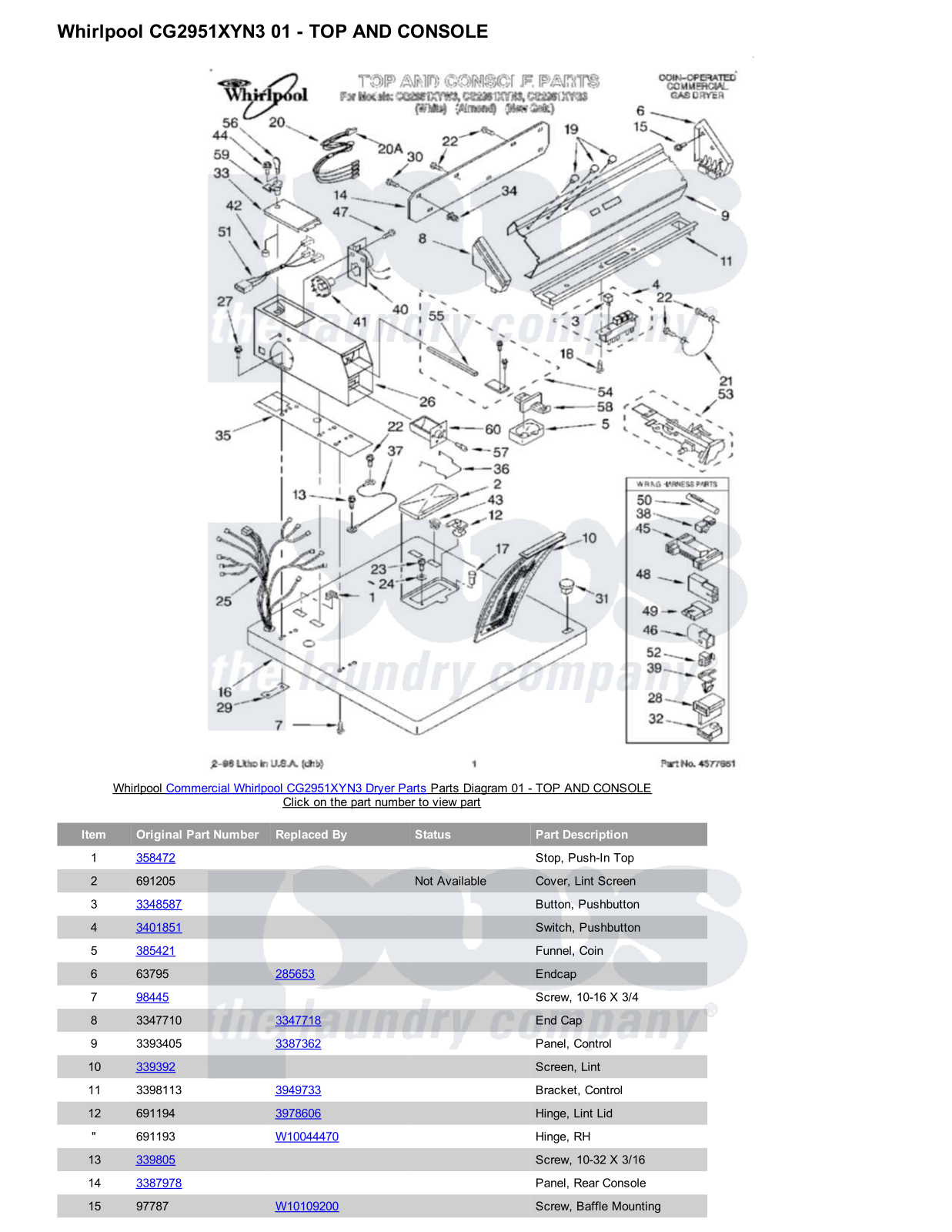 Whirlpool CG2951XYN3 Parts Diagram