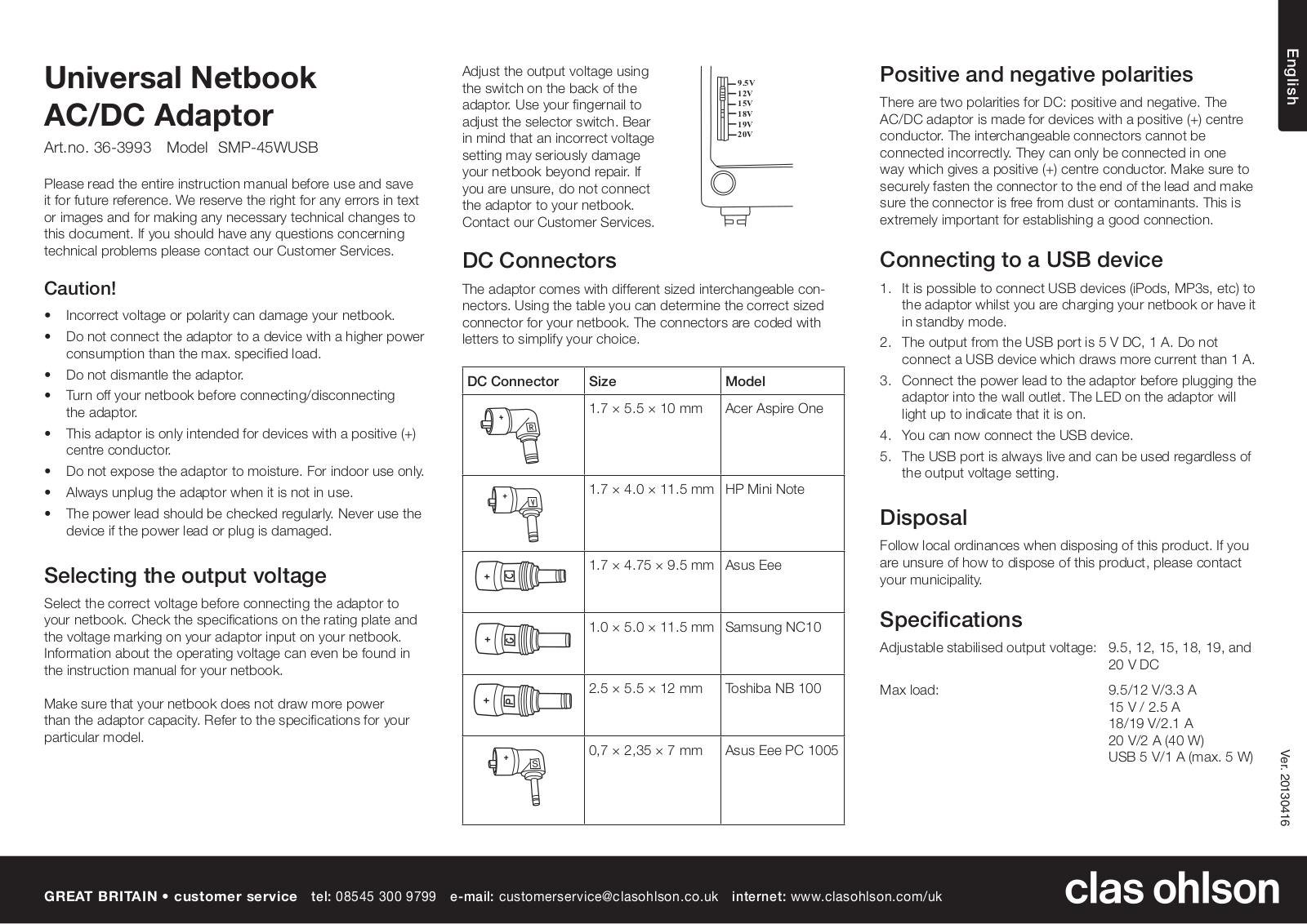 Clas Ohlson SMP-45WUSB User Manual