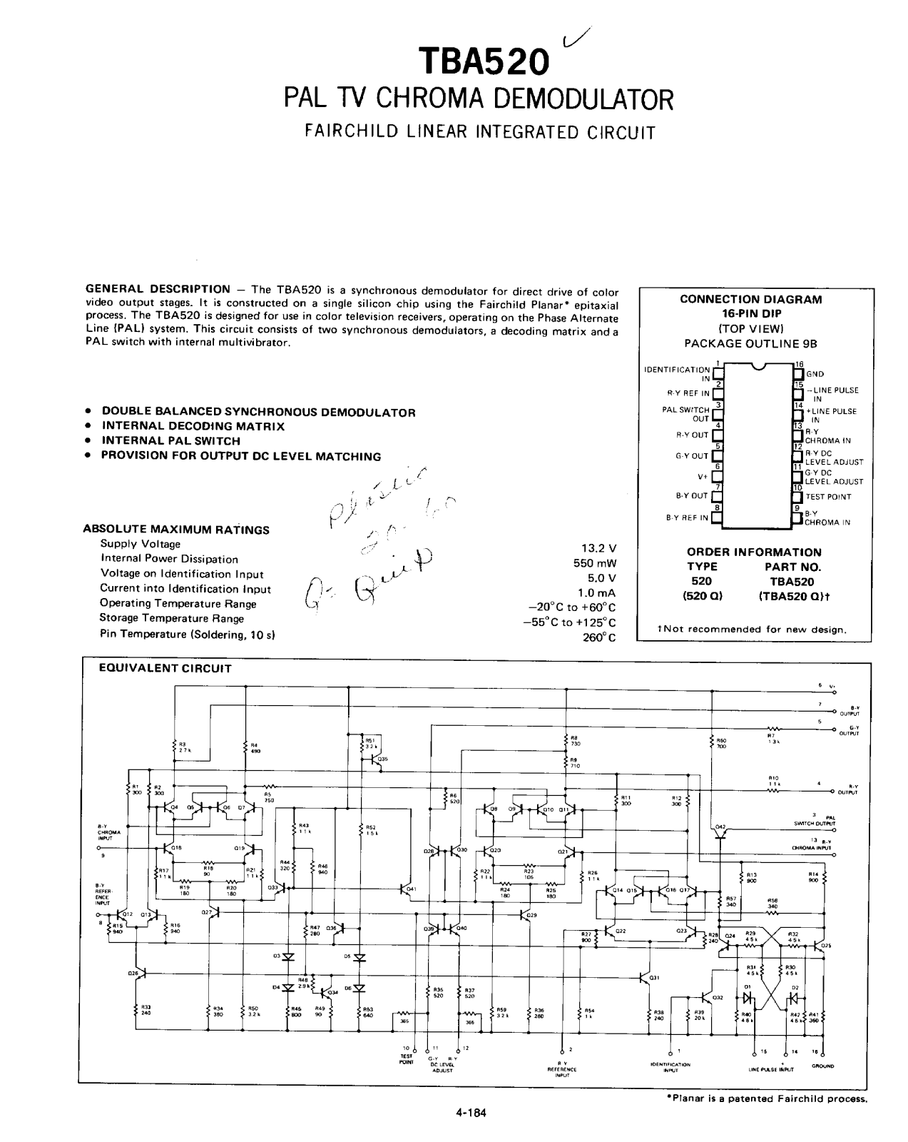 Datasheet TBA520 Specification - ManualMachine.com