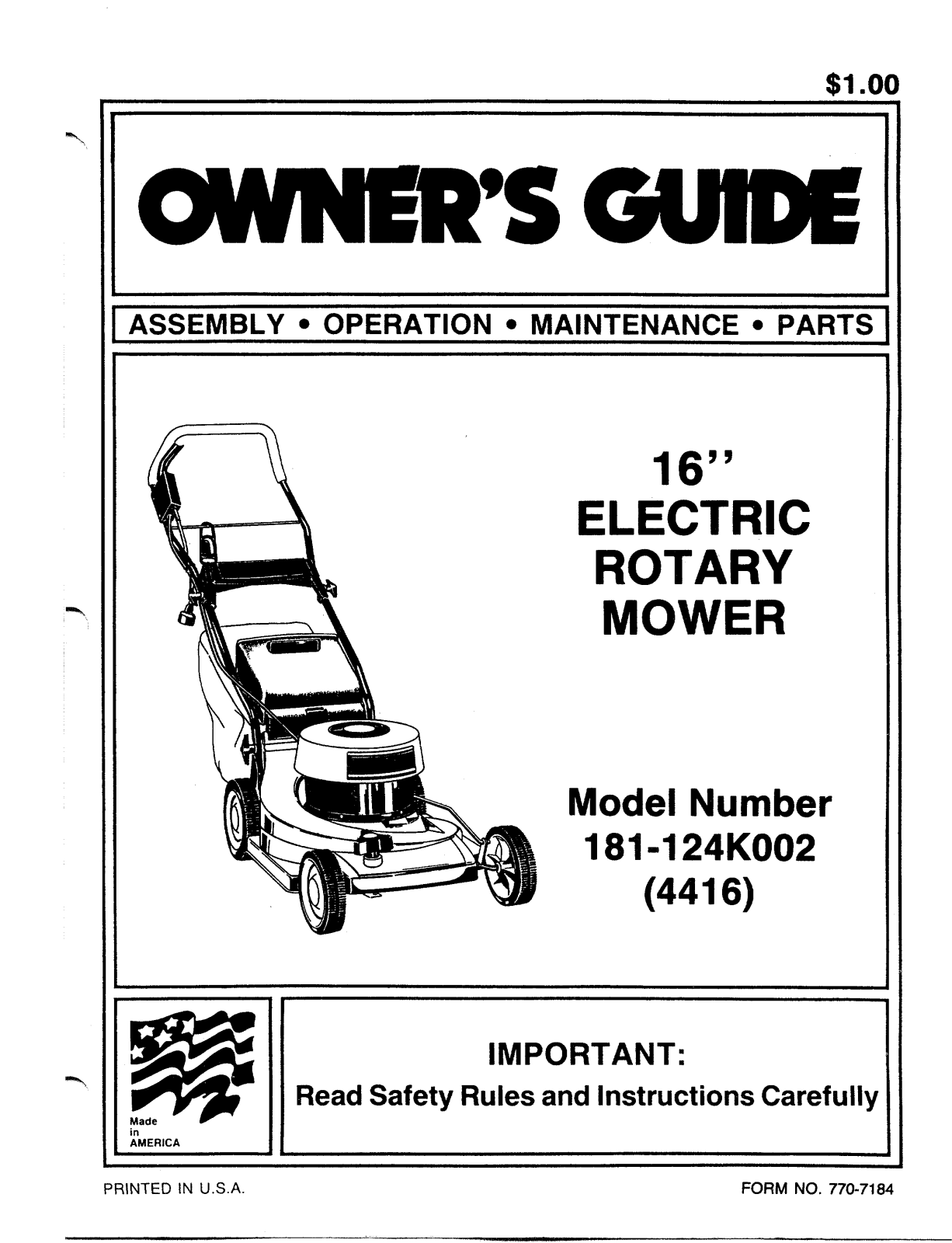 MTD 181-124K002 User Manual