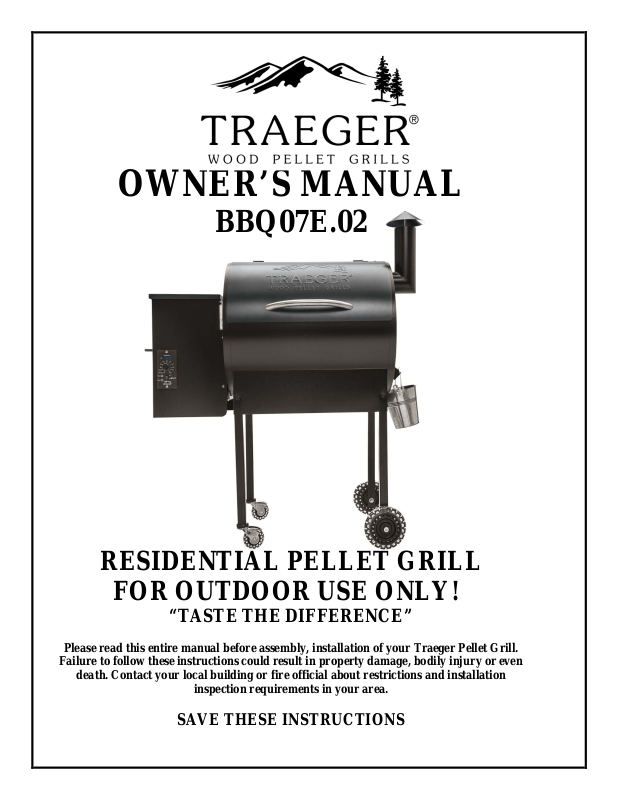 Traeger Bbq07e.02 Owner