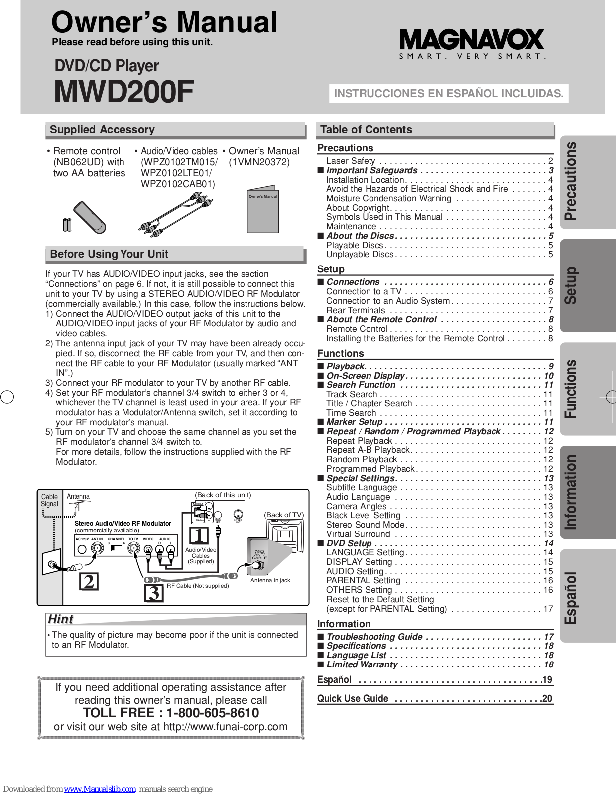 Magnavox RSMWD200F, MWD200F Owner's Manual