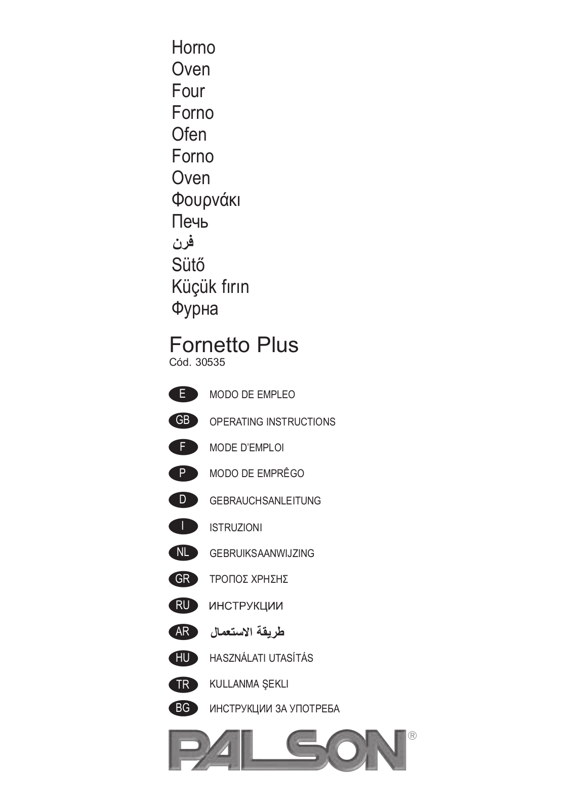 PALSON FORNETTO PLUS User Manual