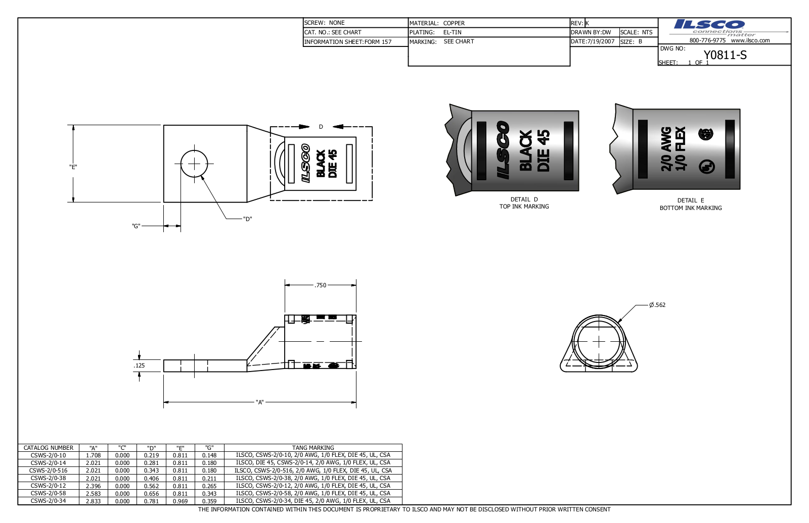 Ilsco CSWS-2/0-34 Data sheet