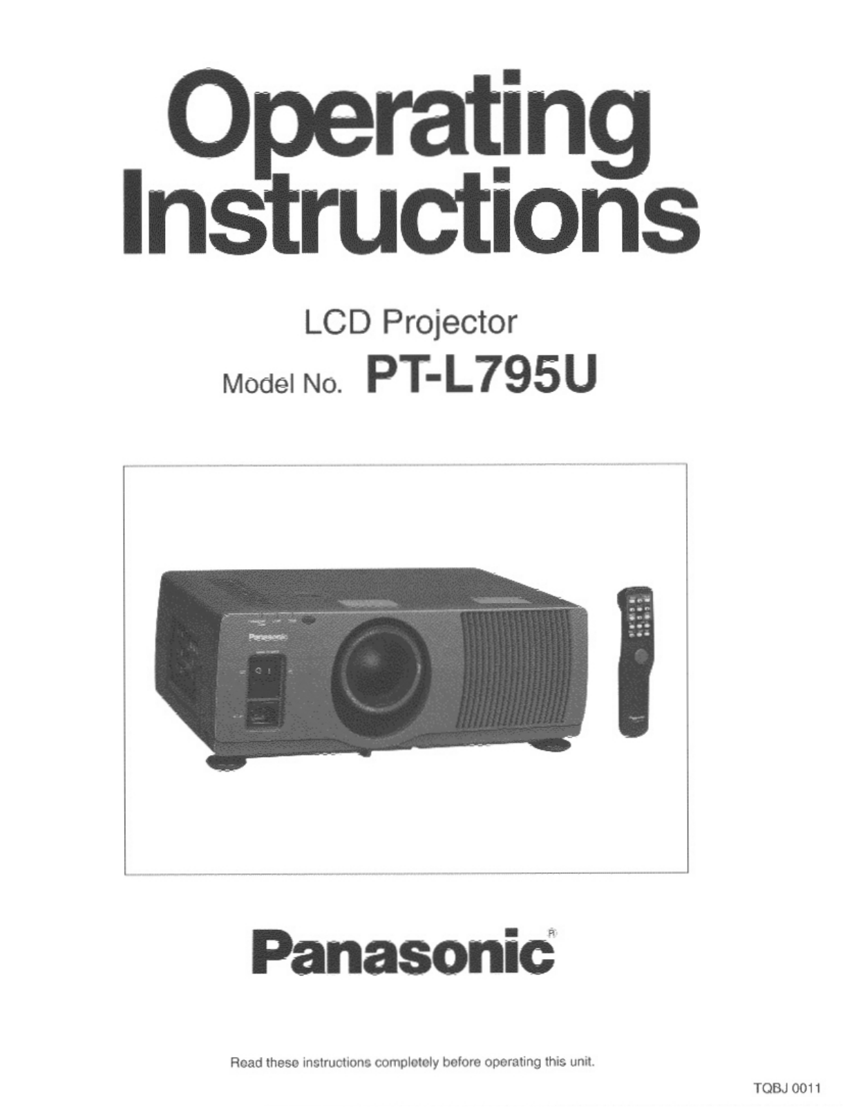 Panasonic PT-L795U User Manual