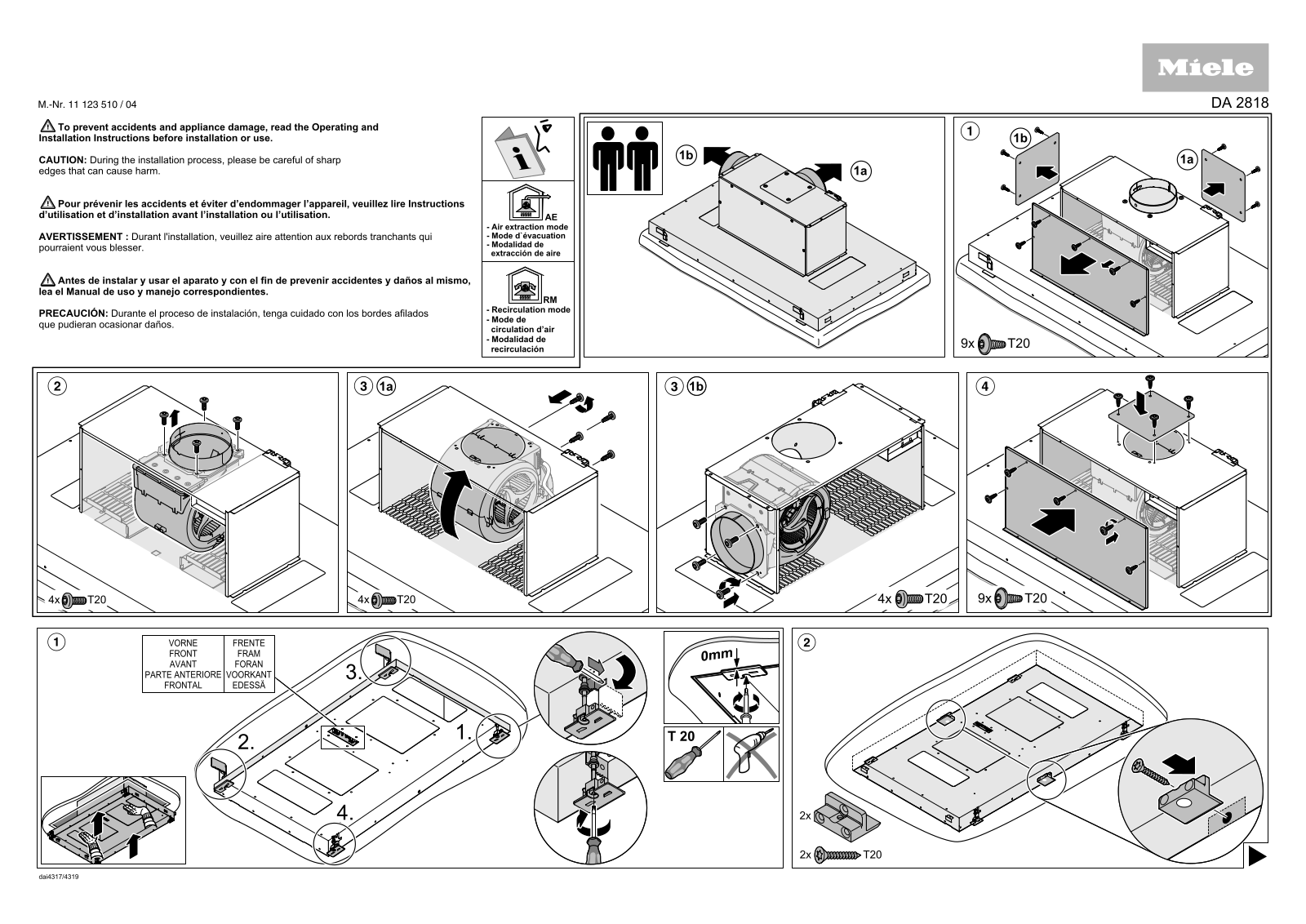 Miele DA 2818 Assembly plan