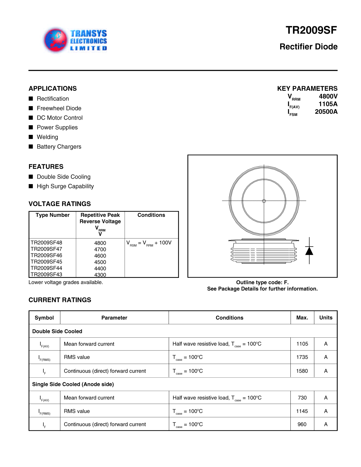 TEL TR2009SF48, TR2009SF47, TR2009SF46, TR2009SF45, TR2009SF44 Datasheet