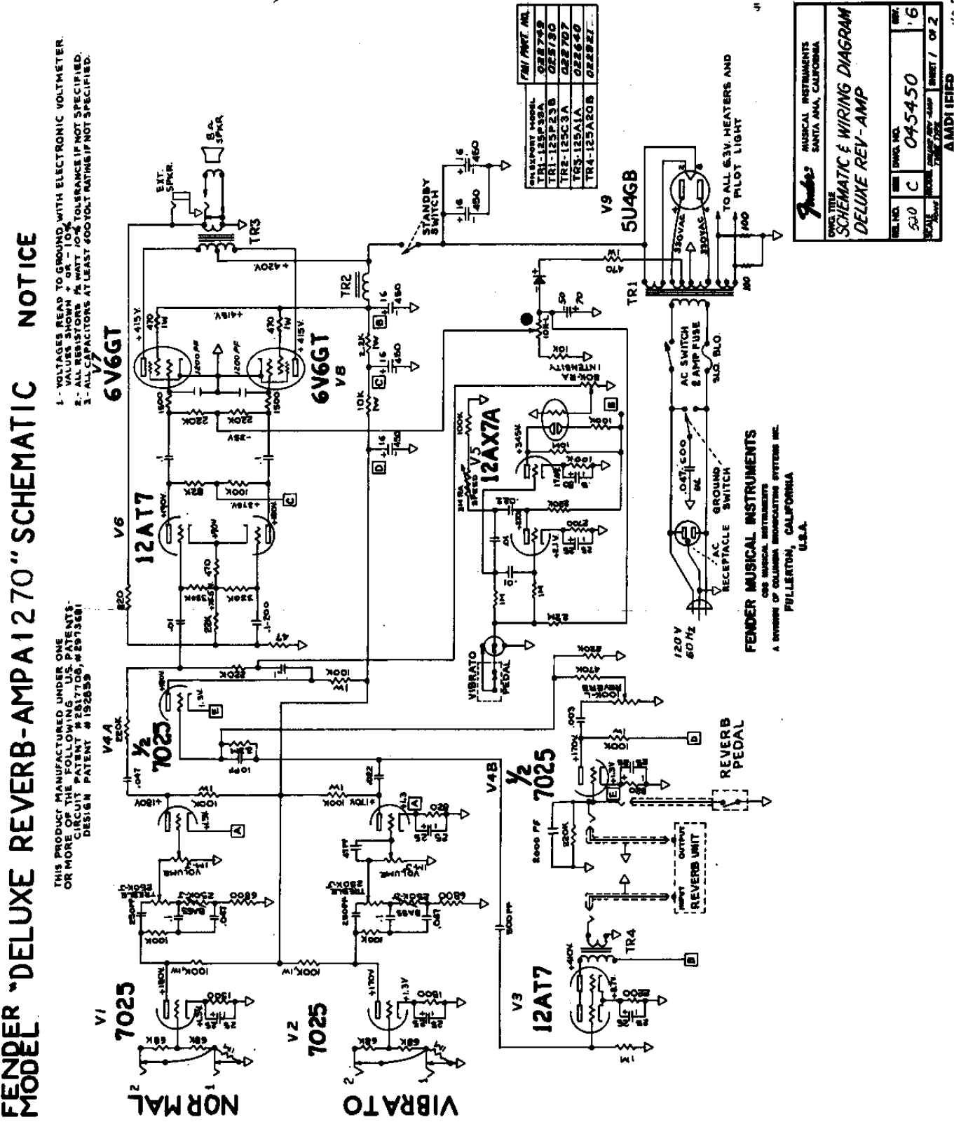 Fender Deluxe-A1270 Schematic