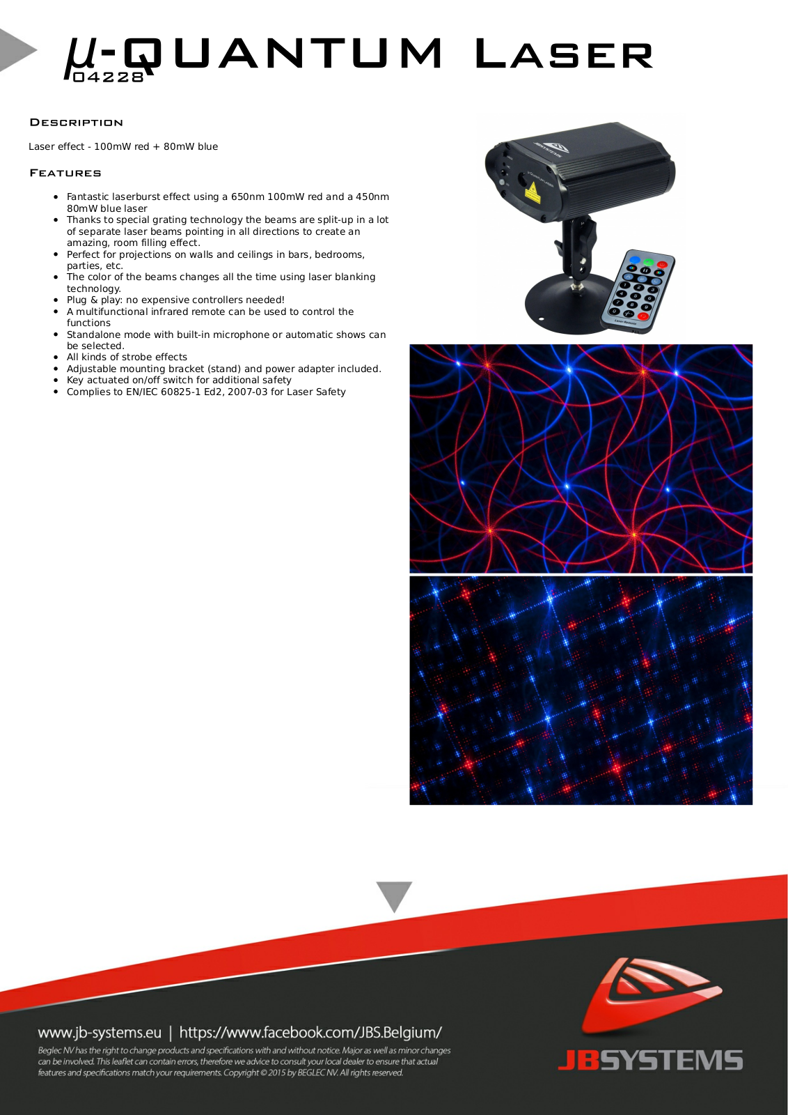 JB Systems µ-Quantum Laser Technical data