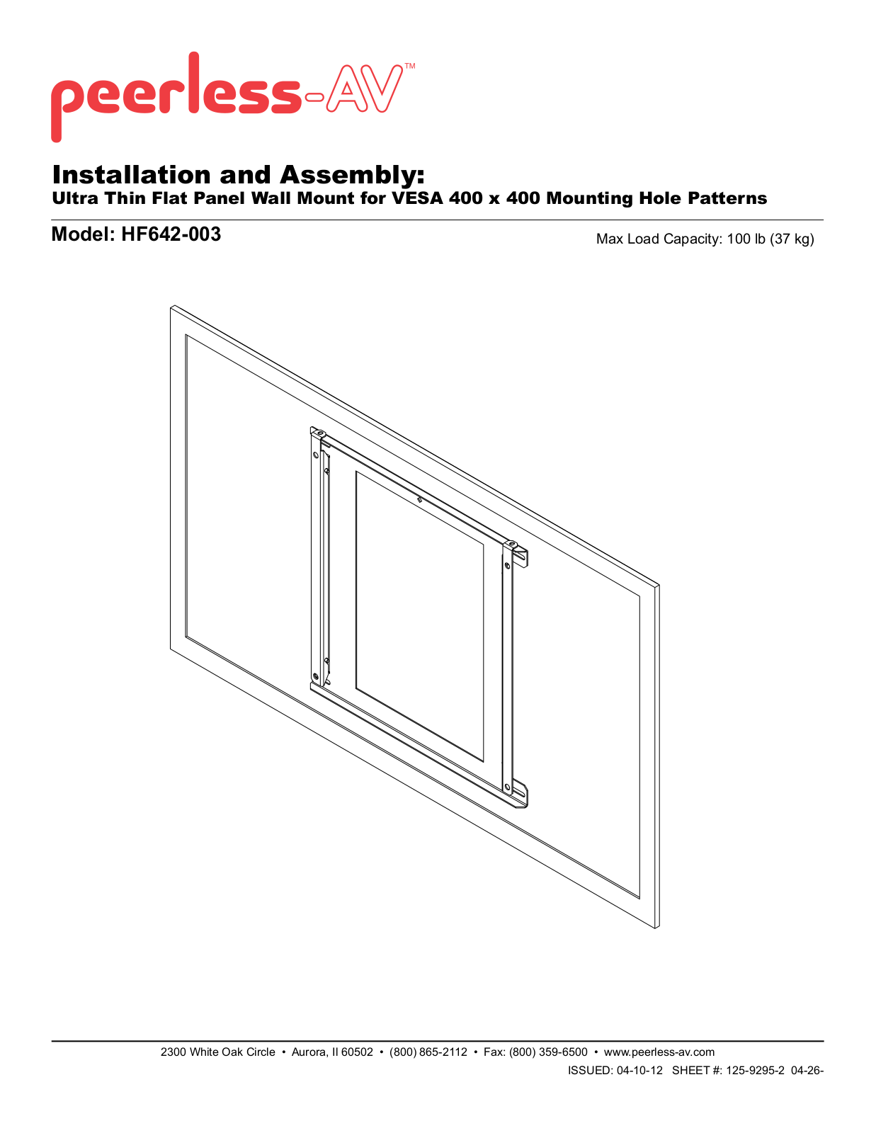 Peerless-AV HF642-003 Installation