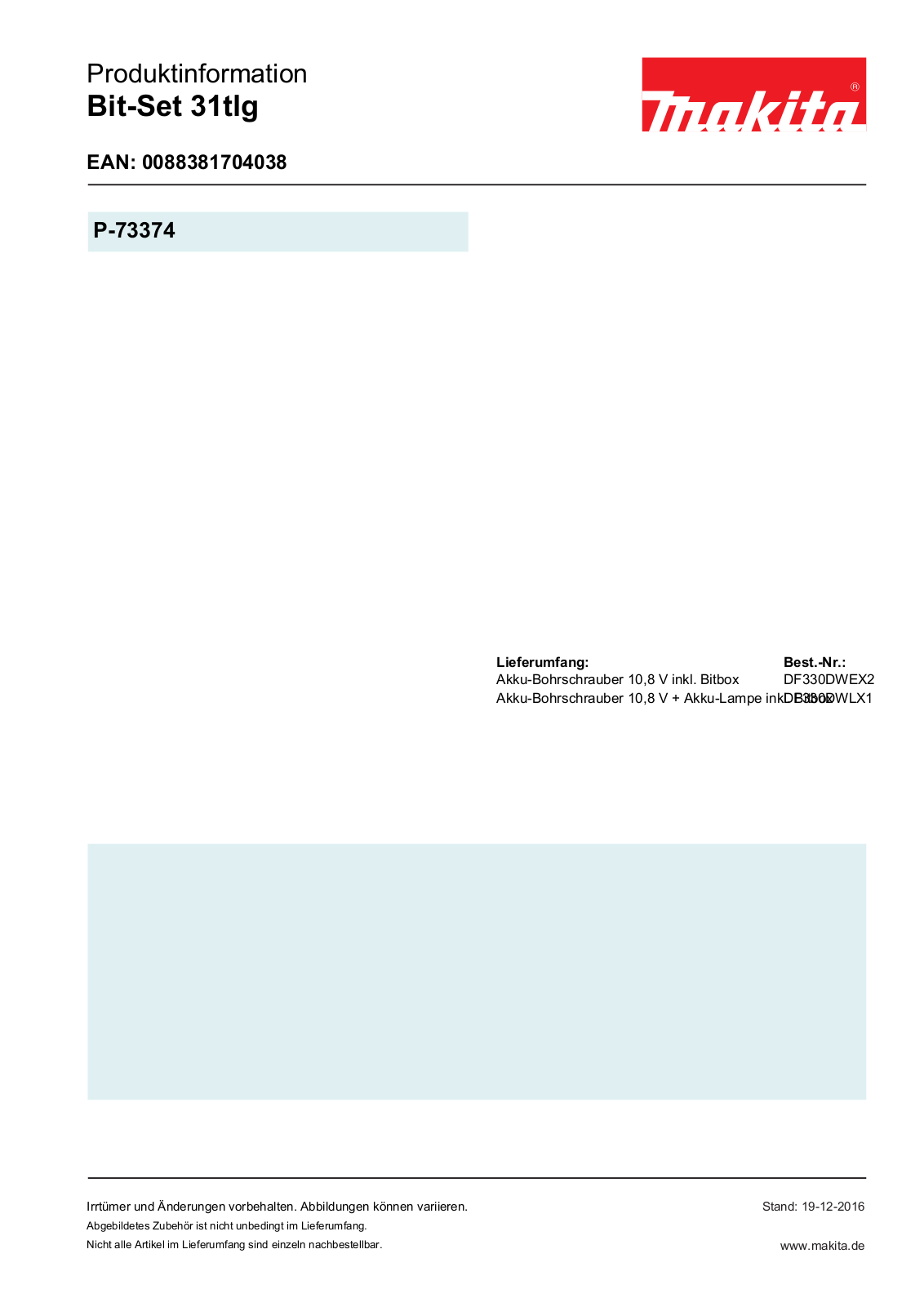 Makita P-73374 Service Manual