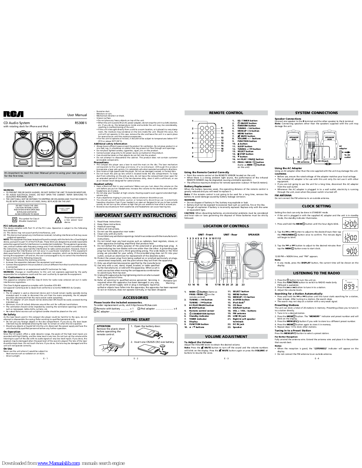 RCA RS3081i User Manual