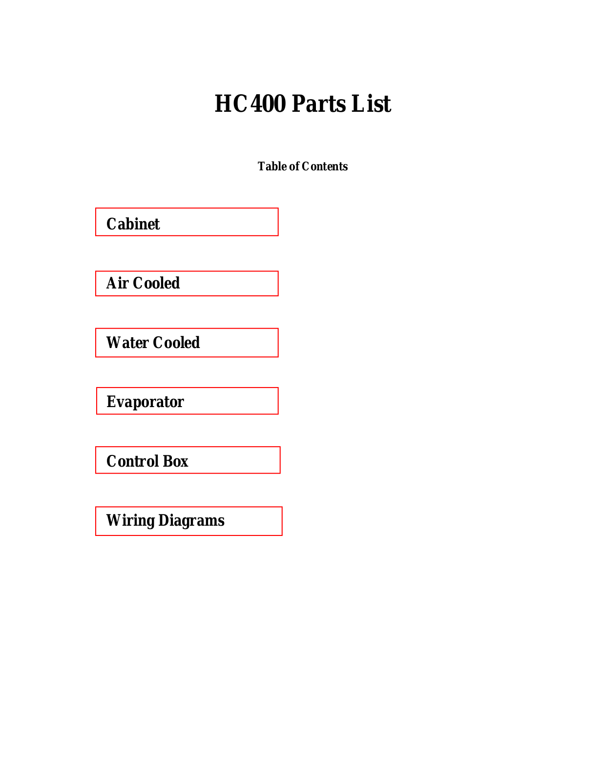 Scotsman HC400 Parts Manual