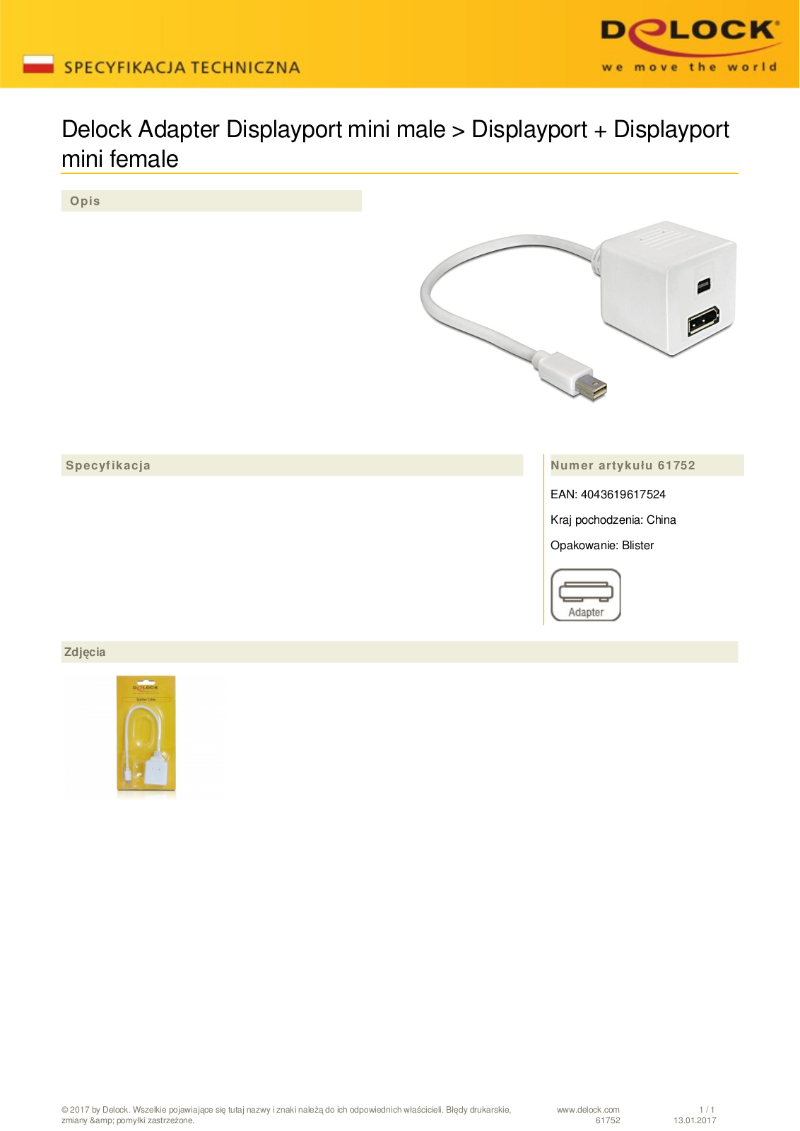 DeLOCK mini DisplayPort,DisplayPort adapter User Manual