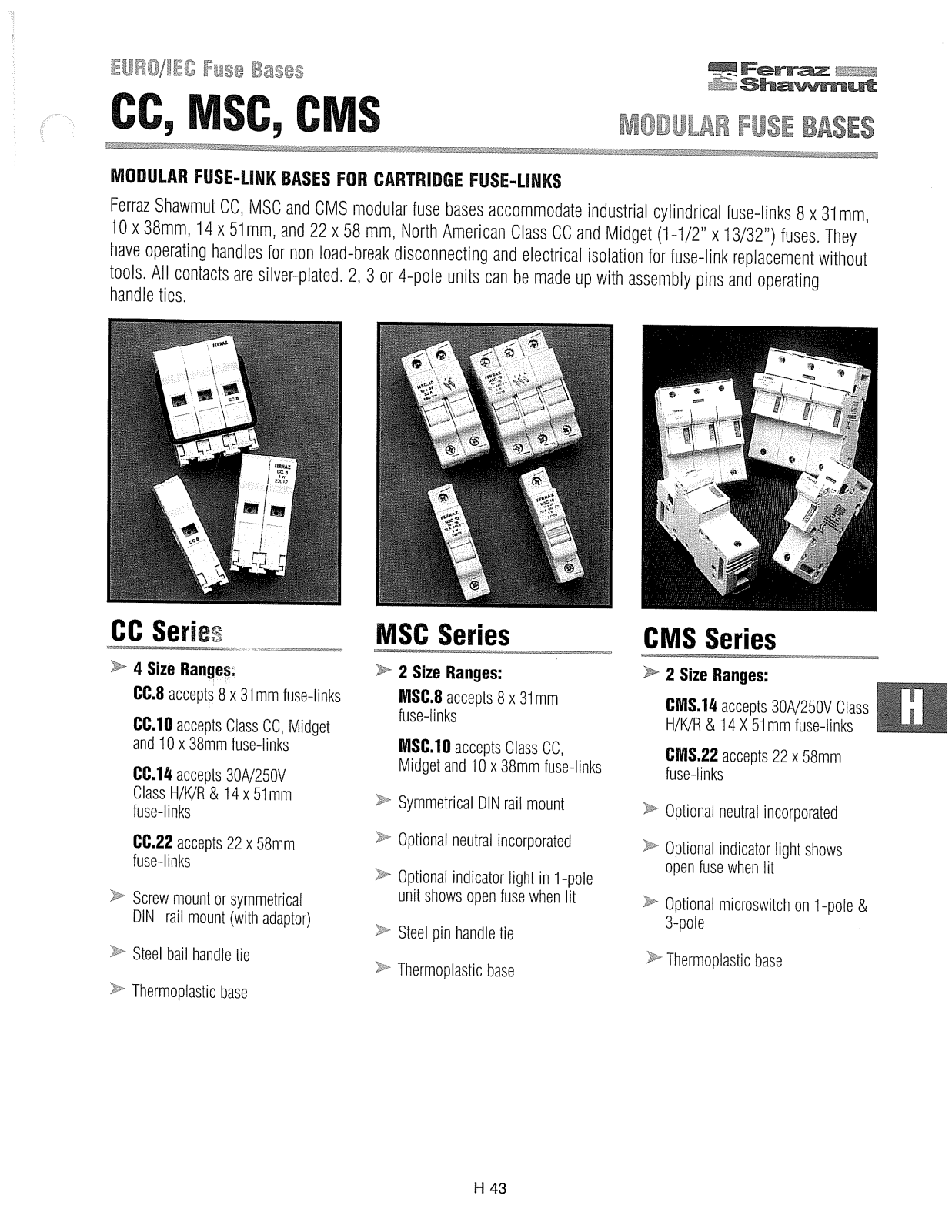 Mersen, formerly Ferraz Shawmut CC, MSC, CMS Catalog Page