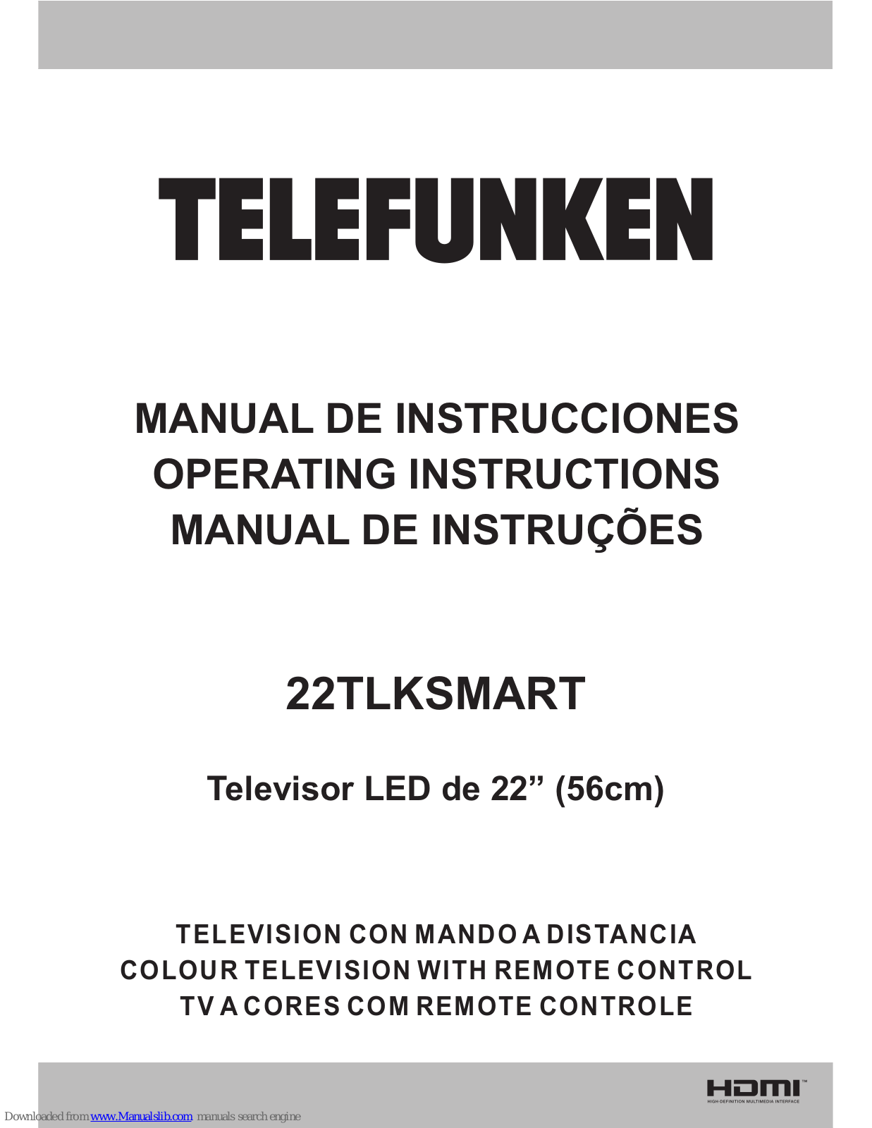 Telefunken 22TLKSMART Operating Instructions Manual