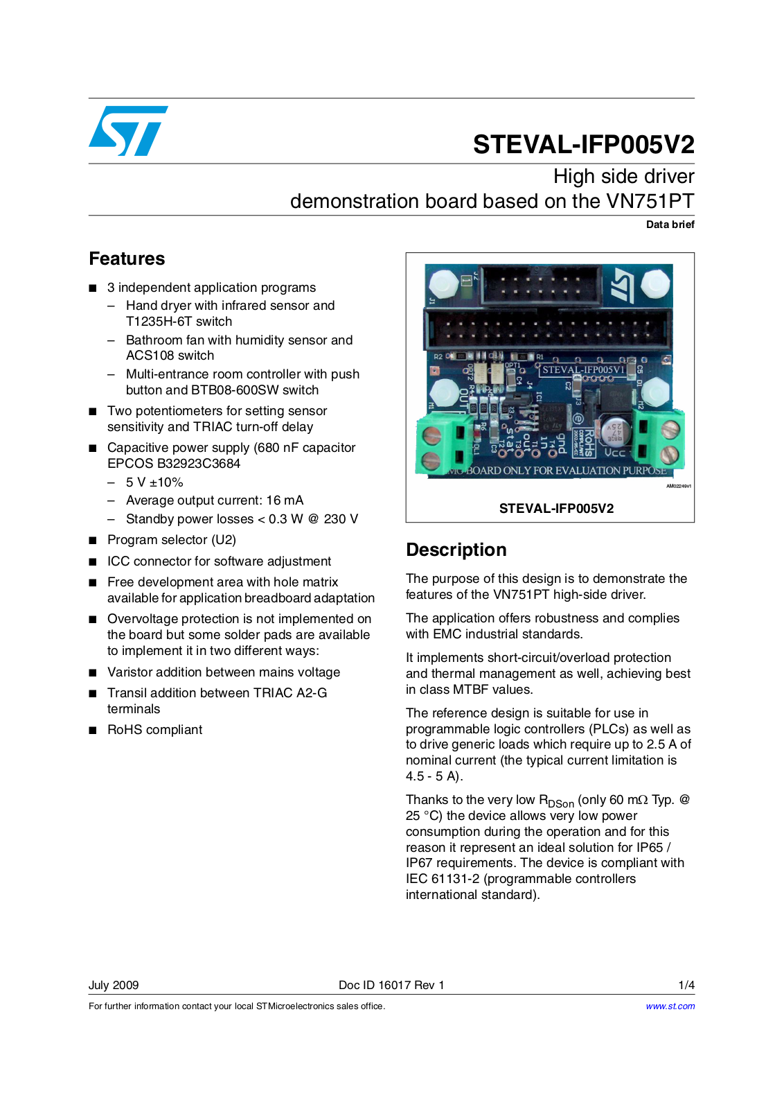 ST IFP005V2 User Manual