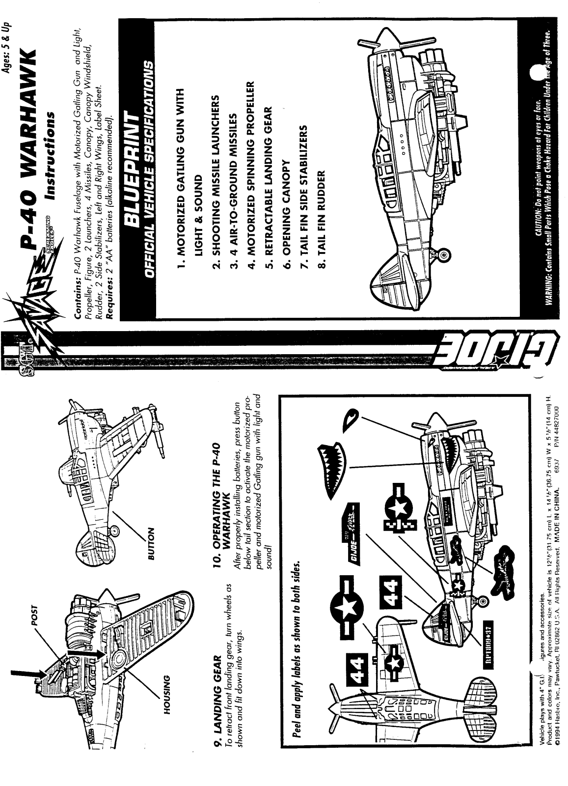 HASBRO GIJoe P-40 Warhawk User Manual