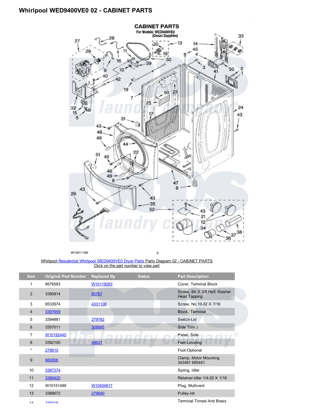 Whirlpool WED9400VE0 Parts Diagram