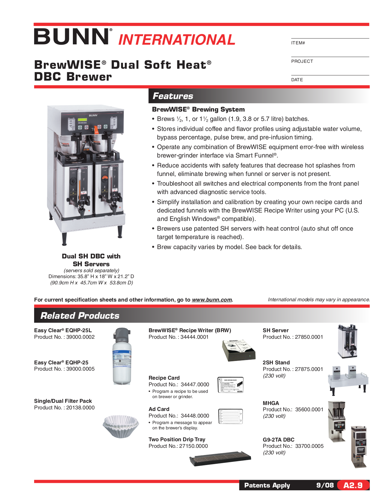 Bunn-O-Matic Dual SH DBC with SH Servers General Manual