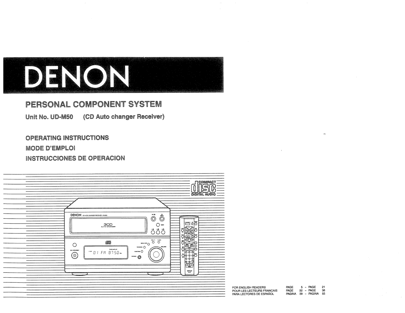 Denon D-M50S - D M50 Micro System, UD-M50 Operating Instructions Manual