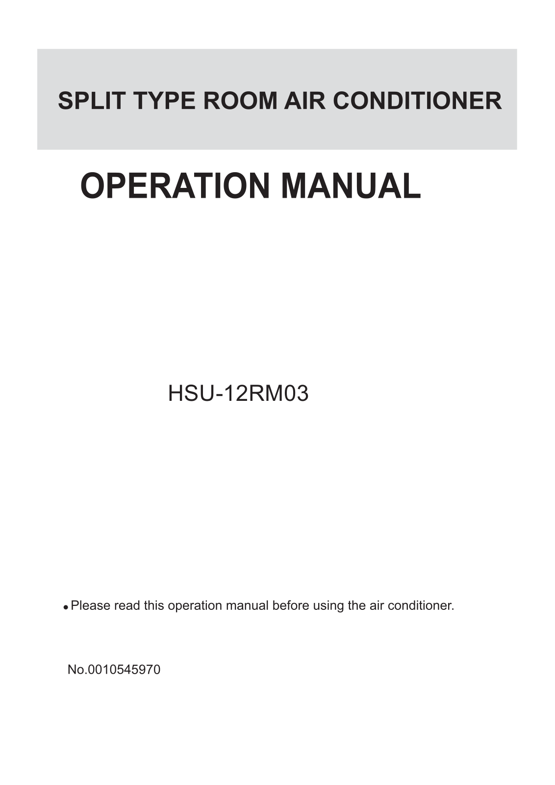 Haier HSU-12RM03 User Manual