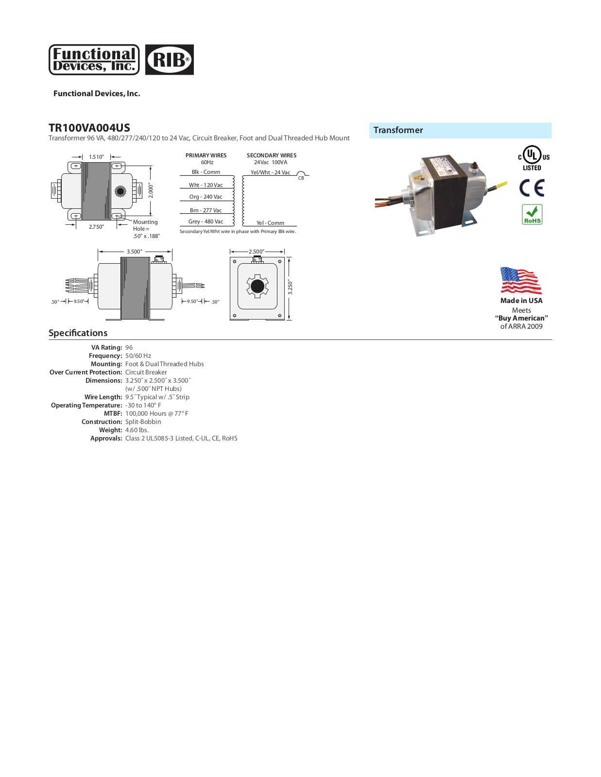 Johnson Controls TR100VA004US Data Sheet - ManualMachine.com