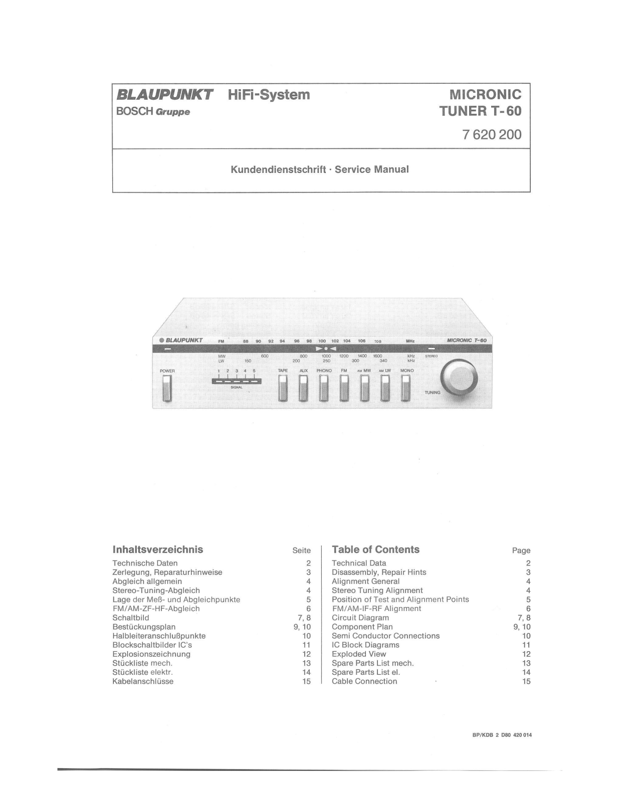 Blaupunkt Micronic T-60 Service manual