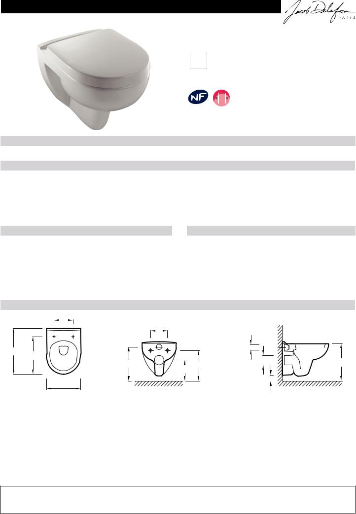 Jacob Delafon ODEON UP E4705-00 Datasheet