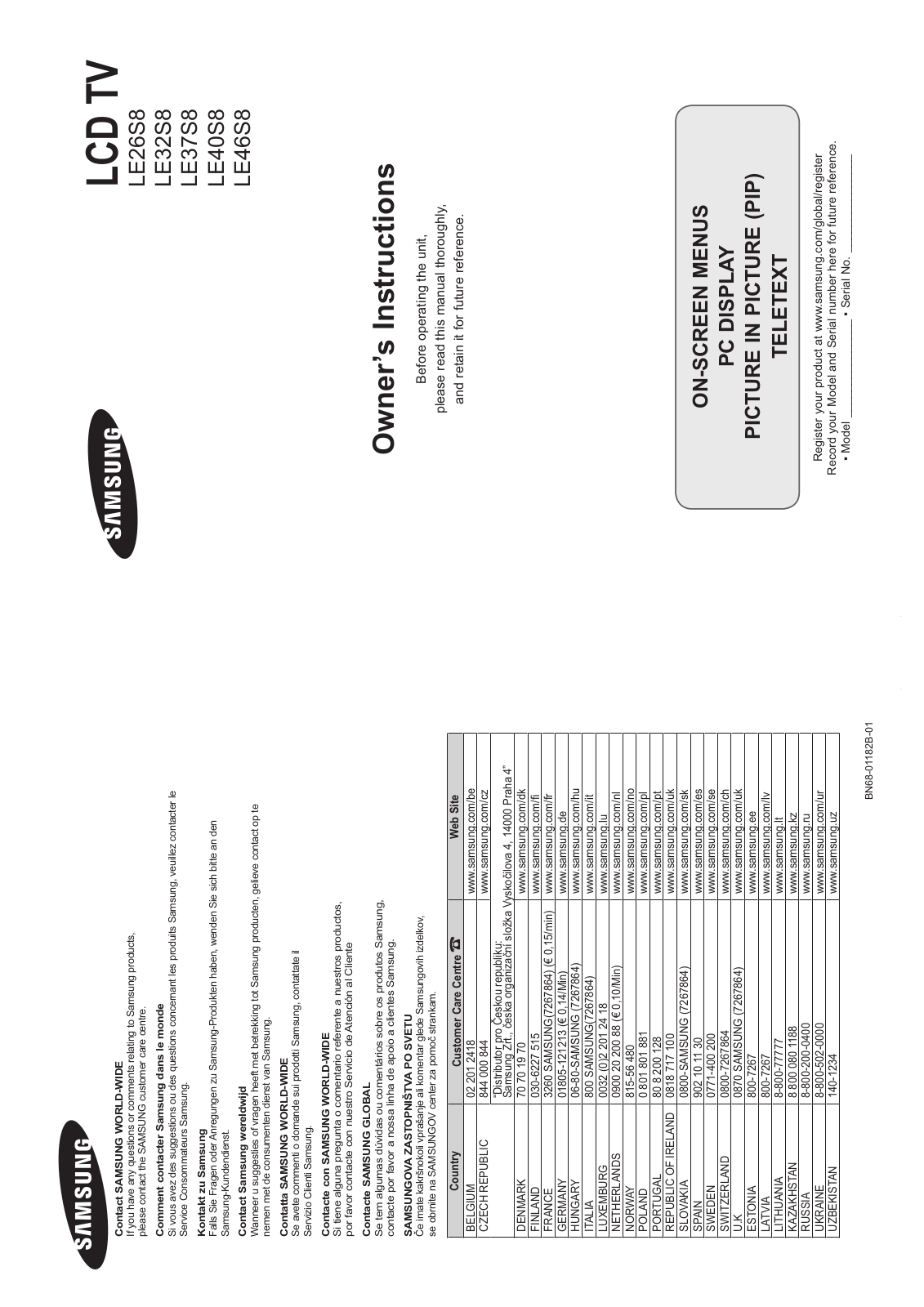 SAMSUNG LE-26S86B User Manual