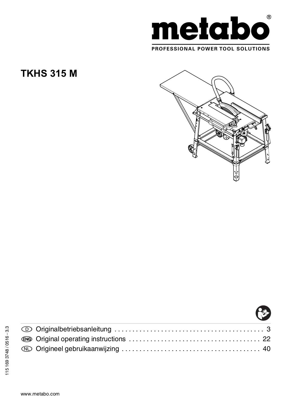 Metabo TKHS 315 M 4.2 DNB operation manual