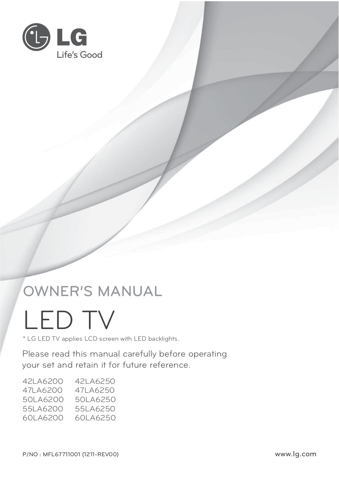 LG 55LA6205UA, 50LA6205UA, 60LA6200UA Users manual