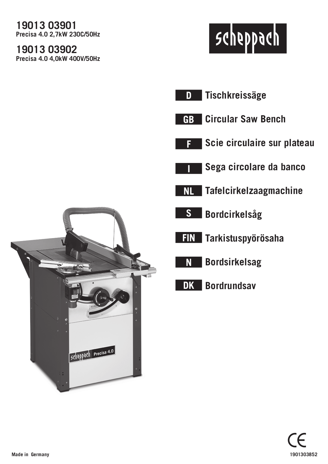 Scheppach Precisa 4.0 Series Operating Instructions Manual