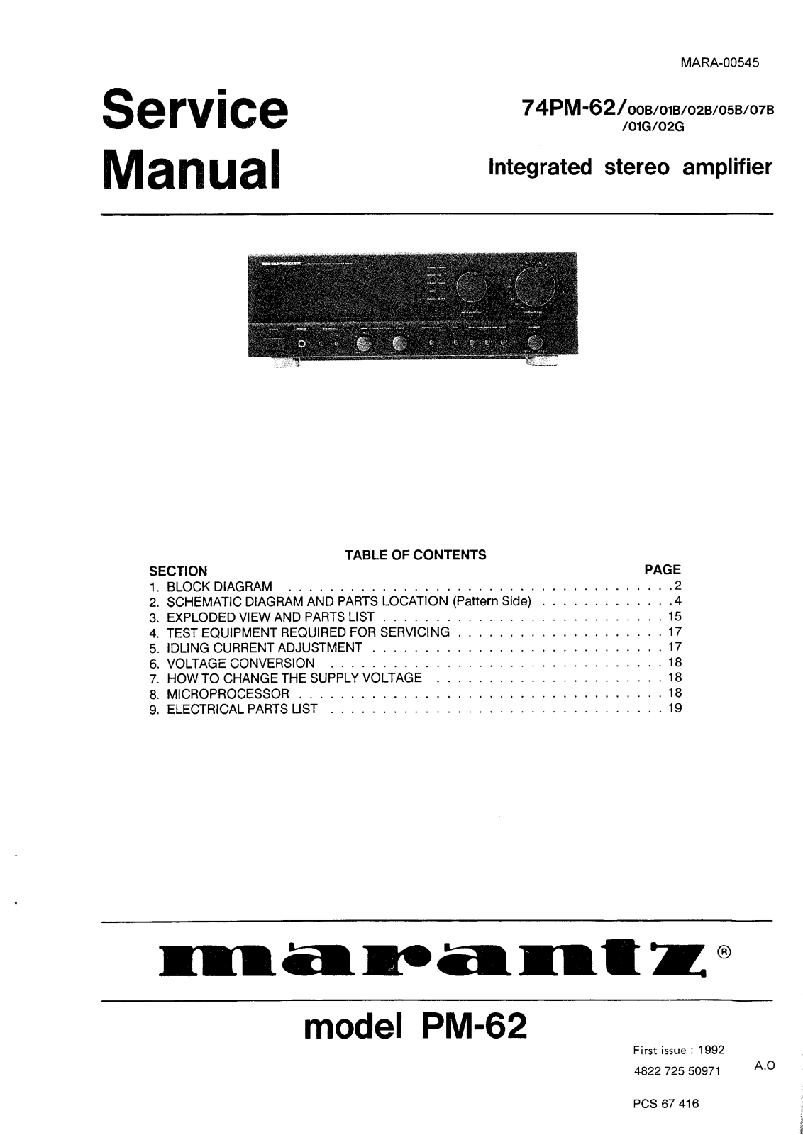 Marantz PM-62 Service Manual