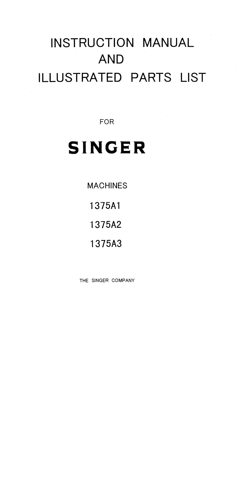 Singer 1375A1, 1375A2, 1375A3 User Manual