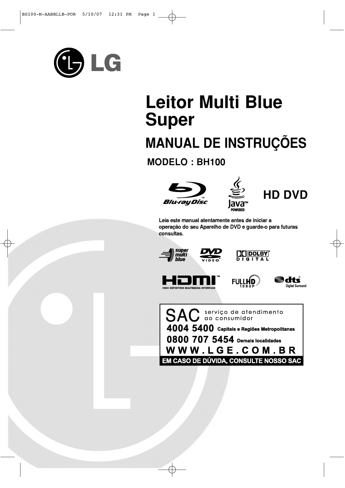 Lg BH100 User Manual