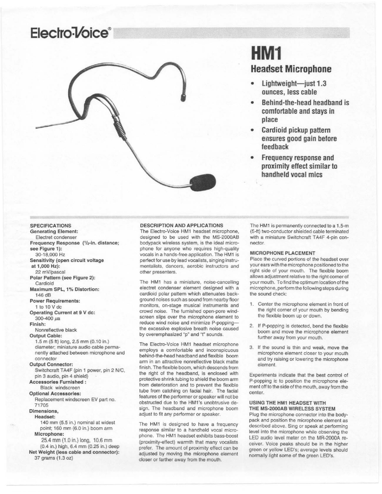 Electro-Voice HM1 User Manual