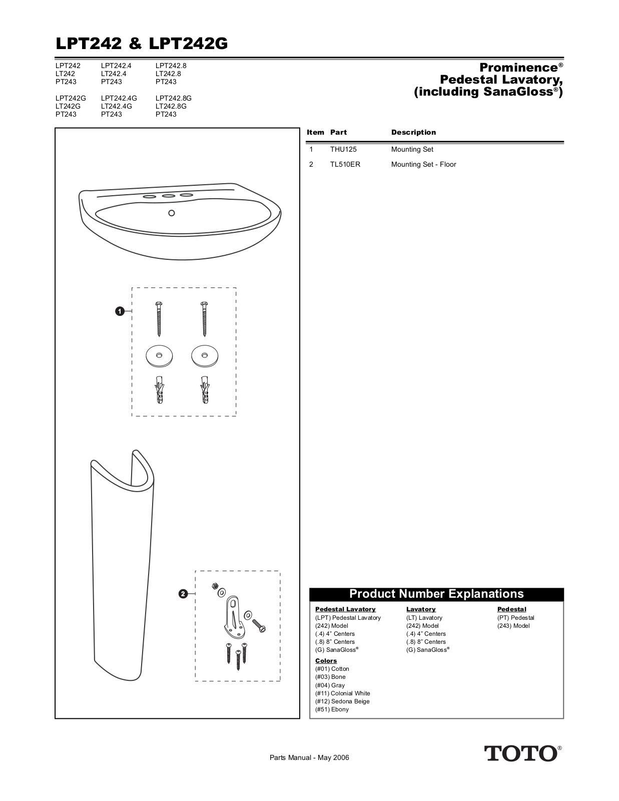 Toto LPT24251 User Manual