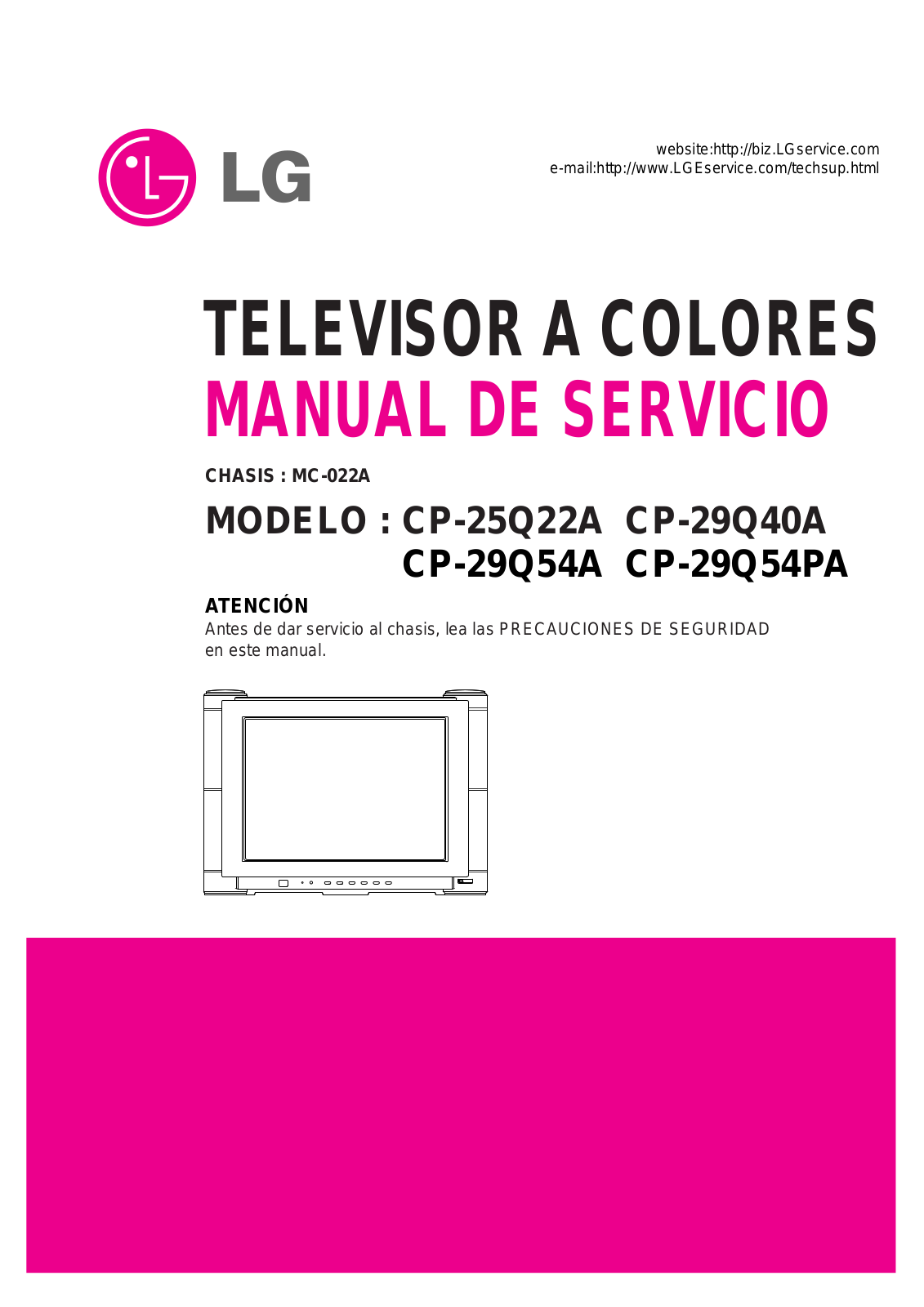 lg CP-25Q22A, CP-29Q40A, CP-29Q54A, CP-29Q54PA Service Manual