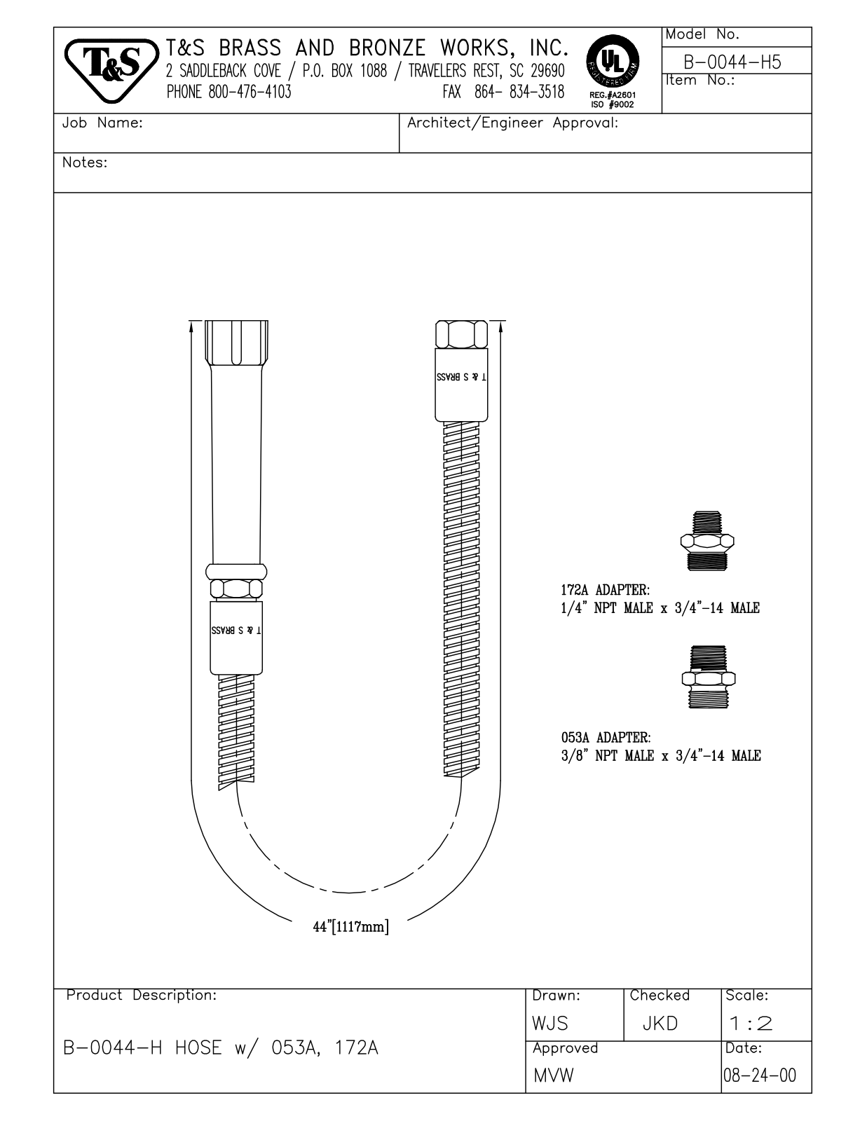 T&S Brass B-0044-H5 User Manual