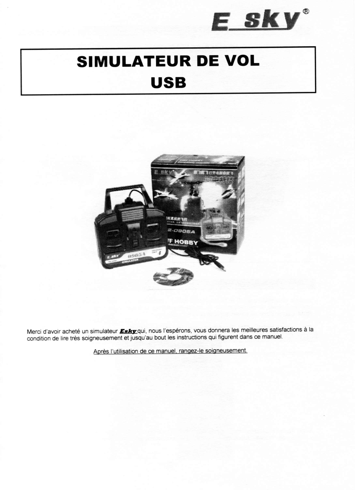 E-sky SIMULATEUR DE VOL USB User Manual - ManualMachine.com
