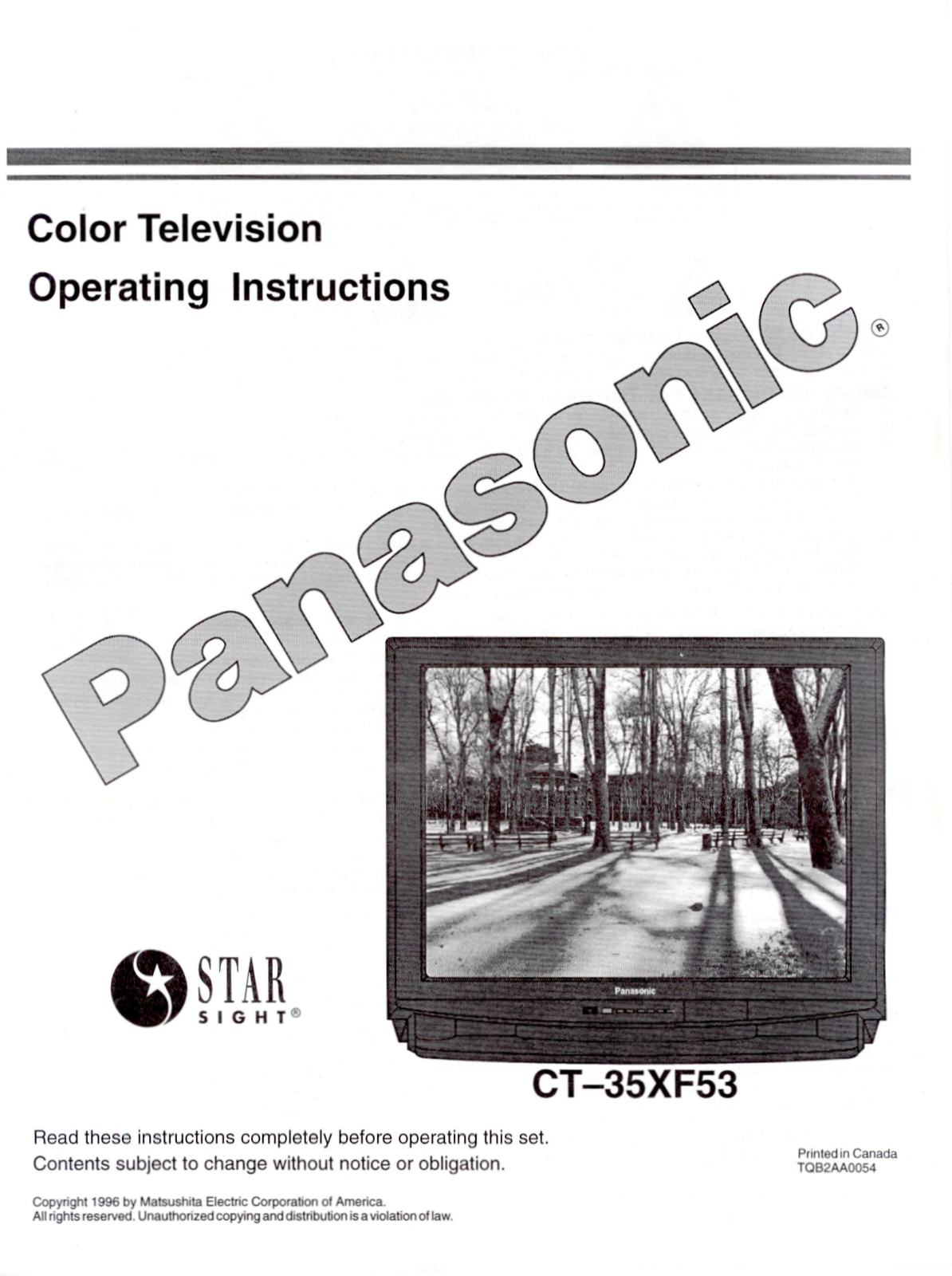 Panasonic ct-35xf53 Operation Manual