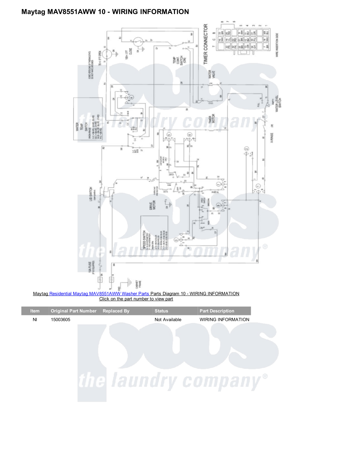 Maytag MAV8551AWW Parts Diagram