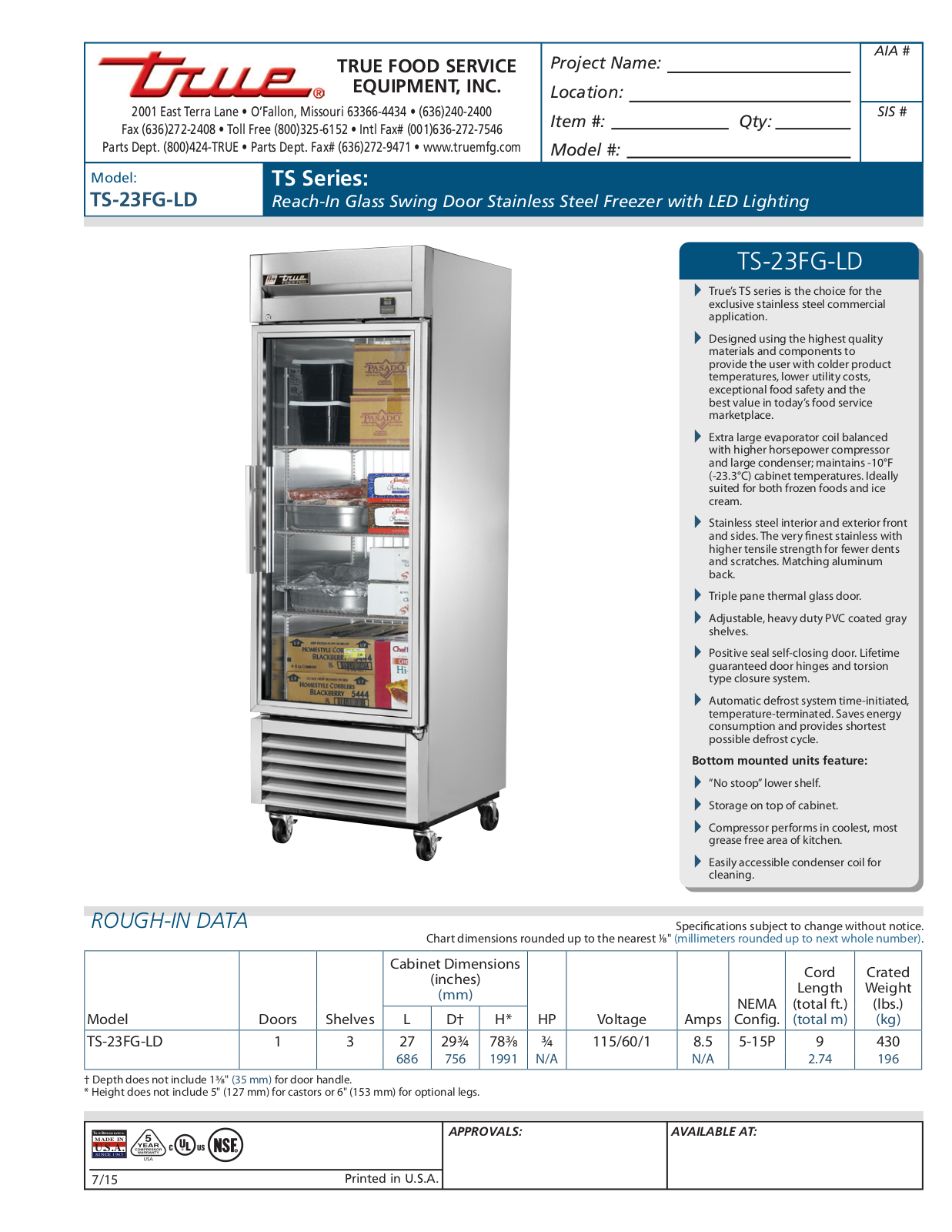 True TS-23FG-LD User Manual