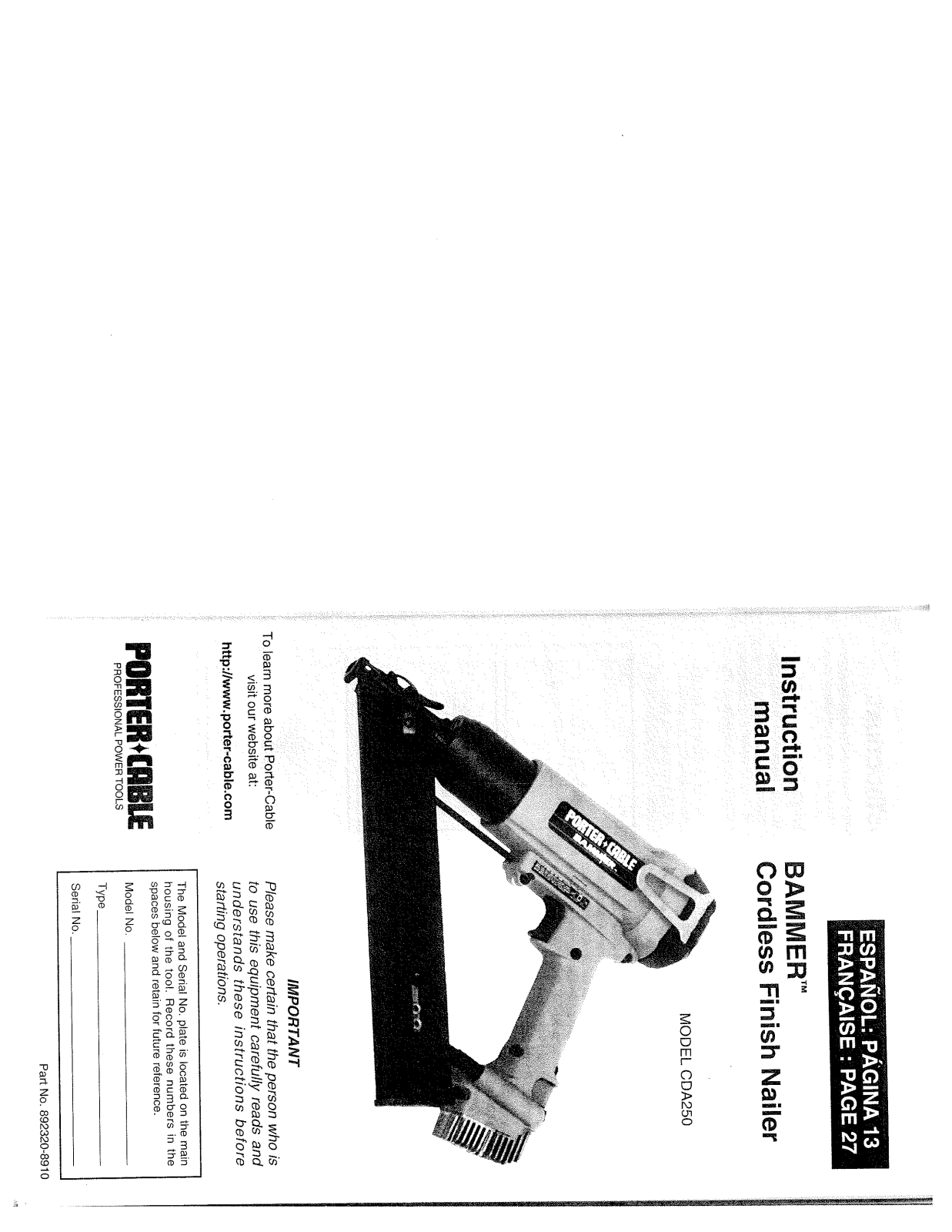 Porter-Cable CDA250 User Manual