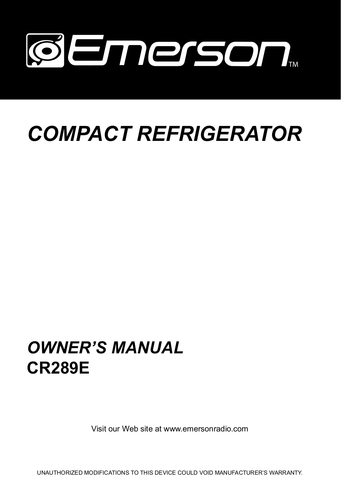 Emerson CR289E User Manual