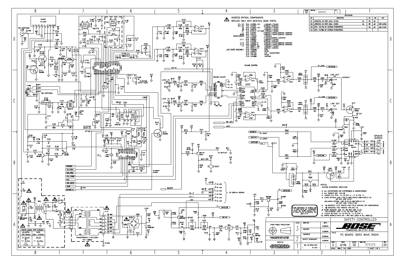 BOSE WAVE RADIO 1994 Schematic