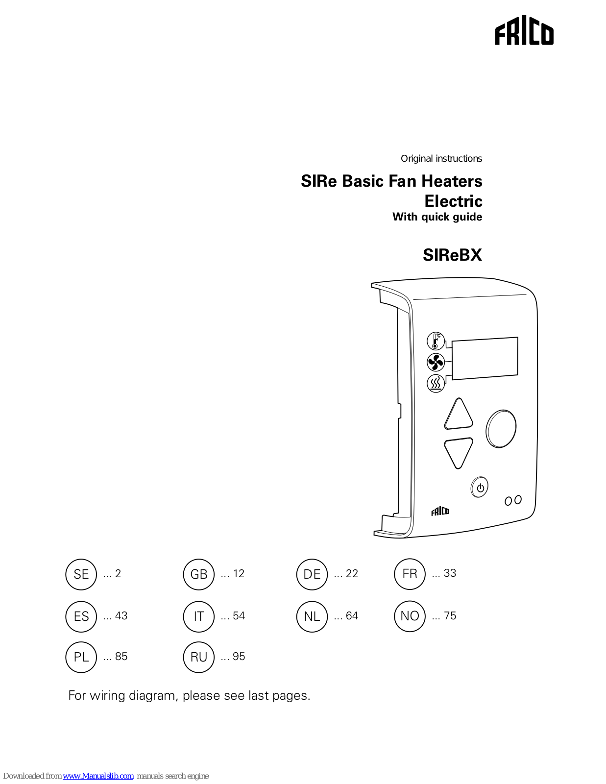 Frico SIReBX, SIReUB1, SIRB1X, SIReIT02, SIReCC605 Original Instructions Manual